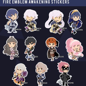 Fire Emblem Awakening stickers ,, chrom robin lucina inigo olivia lonqu gaius henry gerome sumia