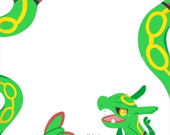 Rayquaza Inspired Pad ,, 10x10cm Notepad ,, Legendary Pocket Monster
