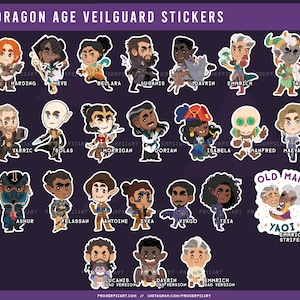 Adesivos inspirados em Dragon Age The Veilguard ,, DA4 Varric Harding Solas Taash Lucanis Davrin Neve Emmrich Bellara Morrigan Dorian Felassan
