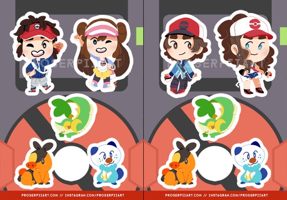 Pokemon Unova Black White Vinyl Sticker Sheets! B2W2 Snivy Tepig Oshawott  Hilda Hilbert Nate Rosa