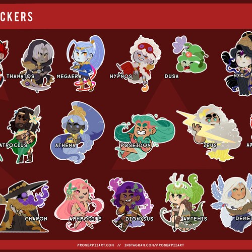 Hades Stickers // Zagreus / Thanatos / Megaera / Dusa / Charon - Etsy