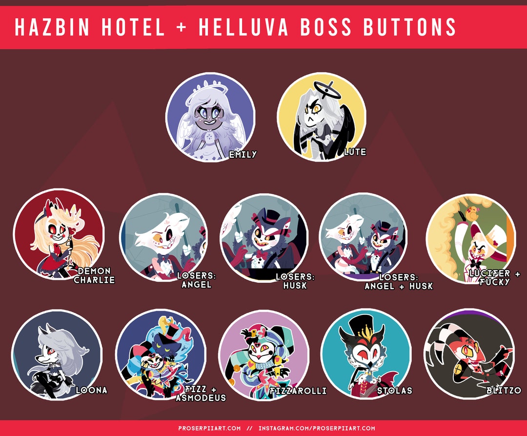 Hazbin Hotel + Helluva Boss 38mm Buttons Badges ,, Angel Dust