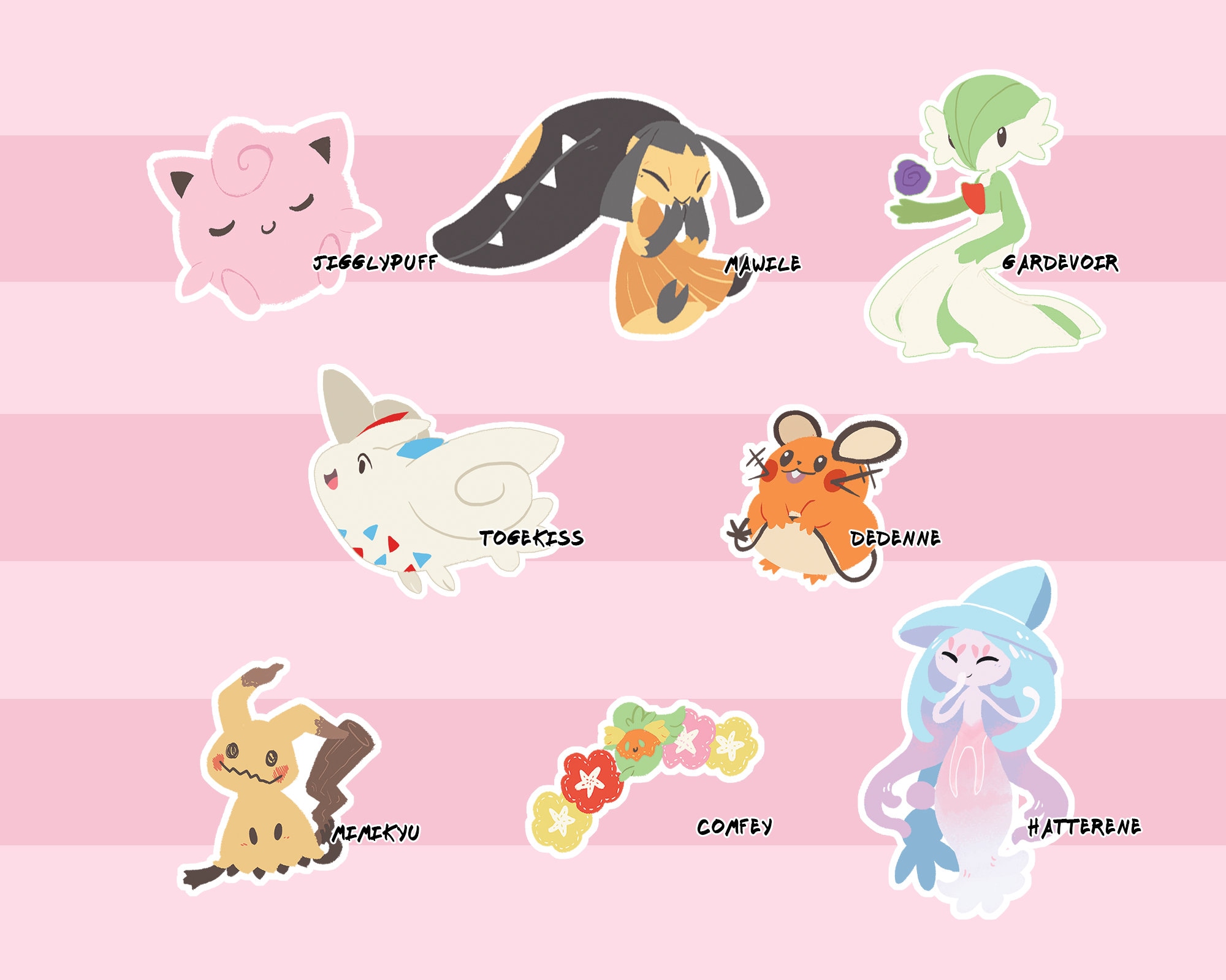 Fairy Pokemon Sticker Pack Gardevoir Mimikyu Mawile Etsy Uk