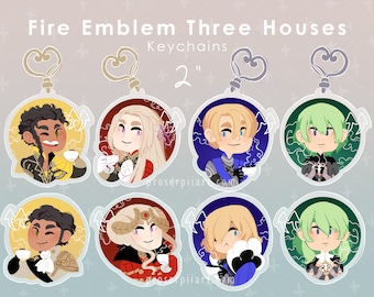 Fire Emblem 3 Houses  2 Inch Acrylic Charms Keychains Claude Edelgard Dimitri Byleth