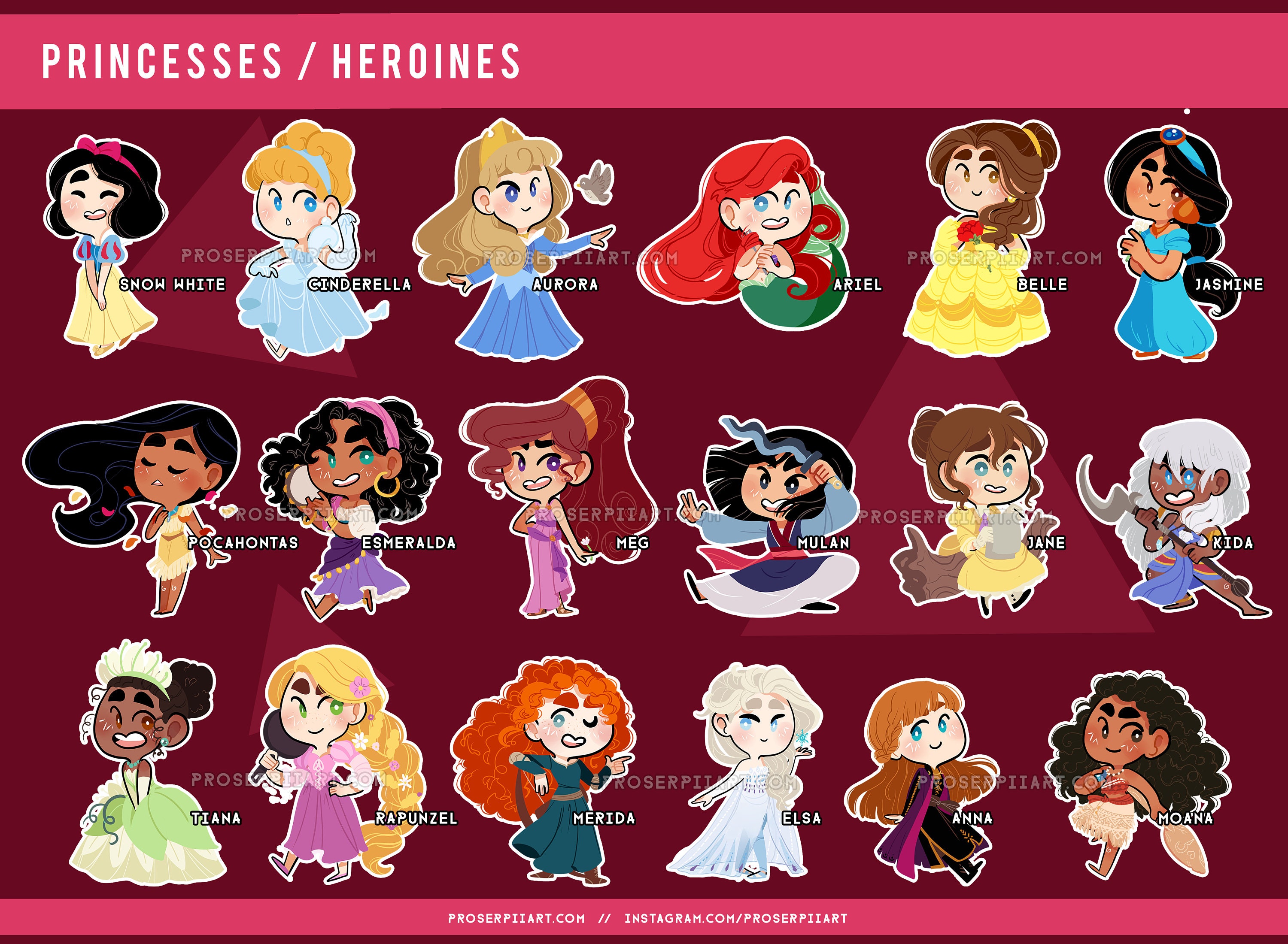 Princess Heroines Stickers Sticker Sheet Elsa Anna Etsy