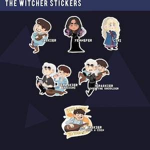 Geralt of Rivia, Jaskier, Yennefer, Ciri, Jeraskier Stickers