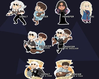 Geralt of Rivia, Jaskier, Yennefer, Ciri, Jeraskier Stickers