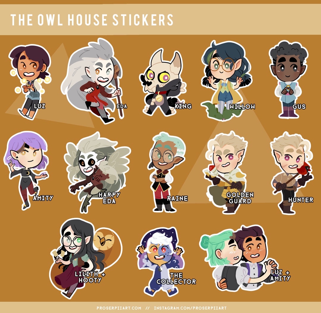 The Owl House Stickers Luz Amity Eda King Hunter Willow Gus 