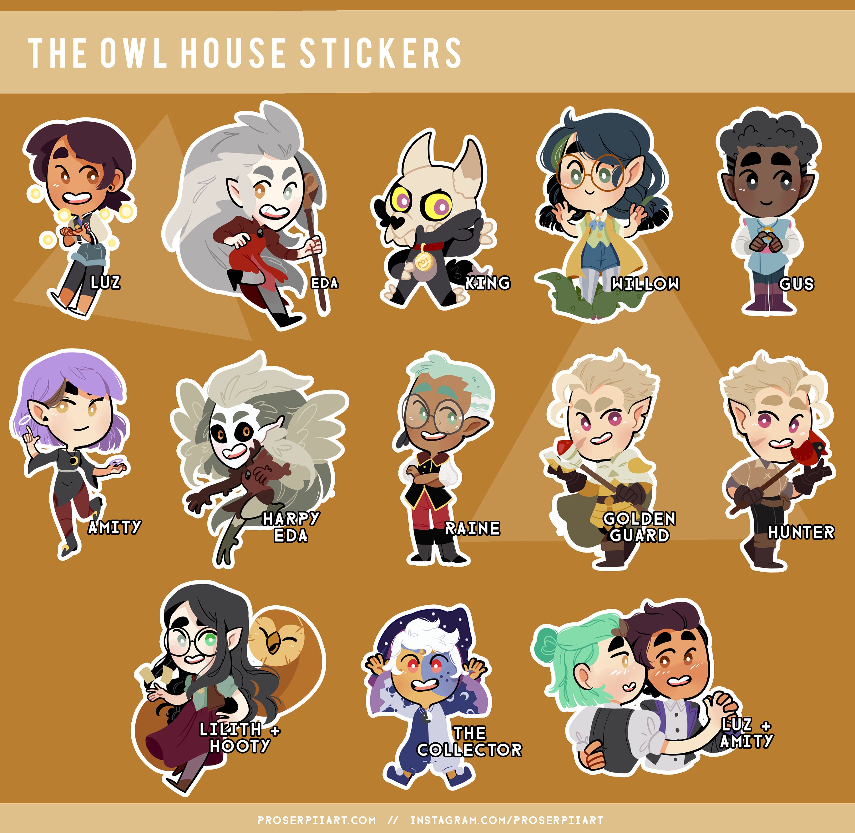 The Owl House Stickers ,, Luz Amity Eda King Hunter Willow Gus Raine Lilith  Hooty Collector Toh 