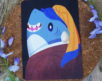 Shark With The Pearl Earring Postcard A6 Print