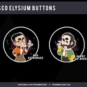 Discy Elysium Harry Du Bois & Kim Kitsuragi buttons