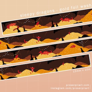 Sleeping Dragons Goldfolie Washi Tape ,, 15mmx1m Washi Tape