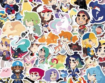 Pegatinas de personajes de Pocket Monster // Jessie James Red Blue Misty Rei Akari Volo Adaman Irida Cynthia Steven May N Hilda Rosa Archie Morty