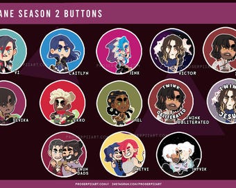 Arcane Season 2 League of Legends Buttons Badges ,, Jinx Vi Caitlin Silco Jayce Victor Sevika