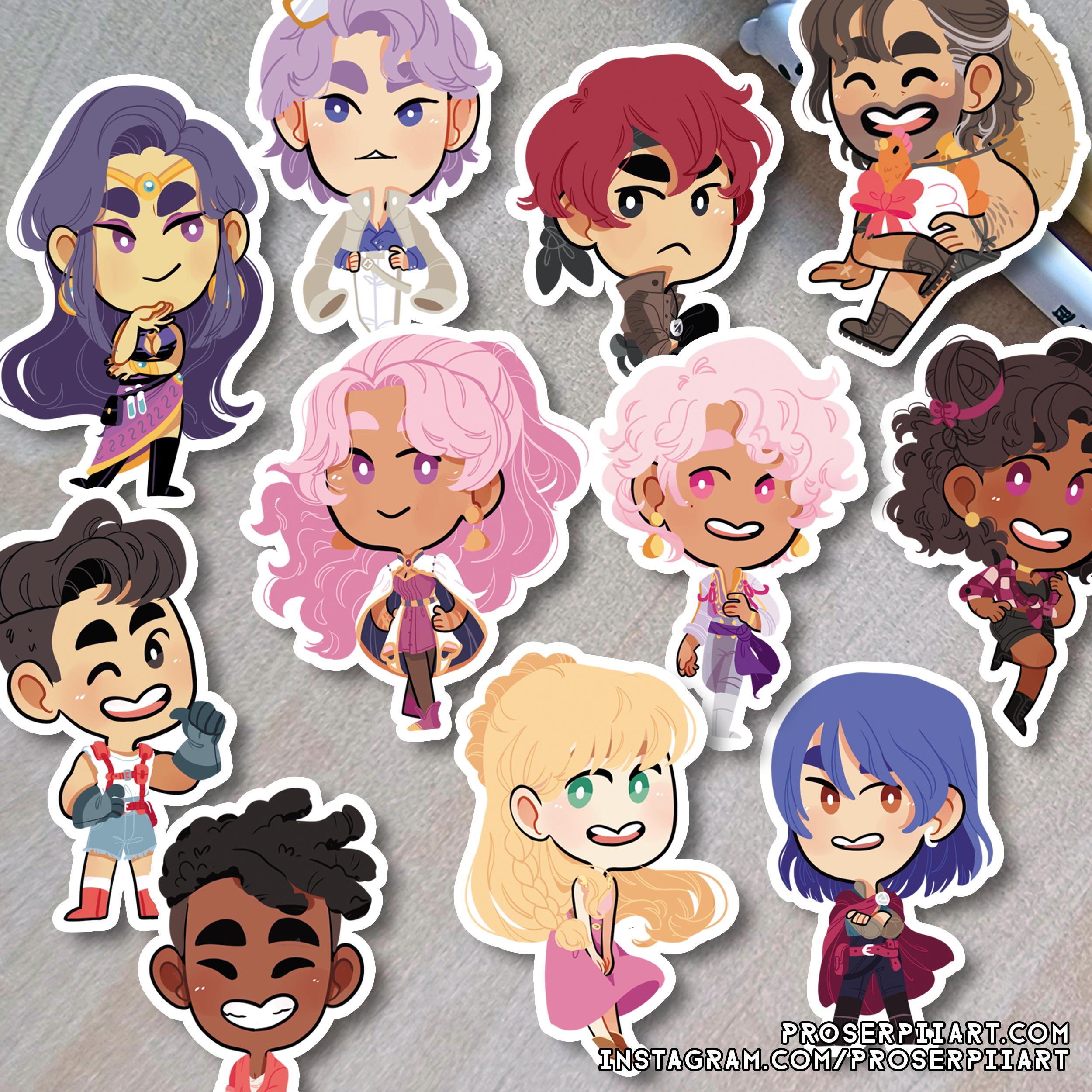 Fields of Mistria inspired stickers ,, Adeline Eiland Balor Celene Ryis Reina March Olric Juniper Hayden