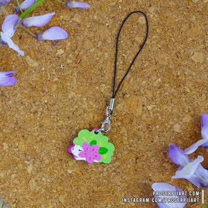Shaymin Mini Holz Handyanhänger,, 1 Zoll oder 2,5 cm,, Holz Schlüsselanhänger Handyschlaufe