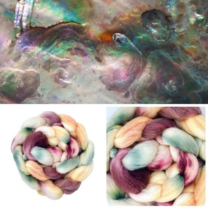 MOTHER-OF-PEARL Corriedale combed top roving -  hand dyed/ natural non-superwash /3.5oz/100g