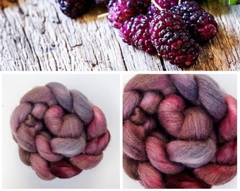 Ready-to-Ship MULBERRY Cheviot combed top roving -  hand dyed/ natural non-superwash /3.5oz/100g