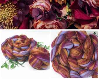 Blended Combed Top: Autumn Bouquet - Merino Wool 100g