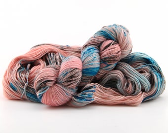 HORSESHOE BAY hand dyed yarn - choose your base (sock DK bulky or mohair) / pink blue brown hand dyed speckled wool yarn / 115g/4oz