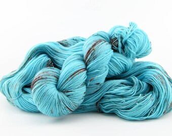 RAW TURQUOISE hand dyed yarn- choose your base (sock bulky DK or mohair) blue copper black hand dyed speckled wool hand yarn / 115g/4oz