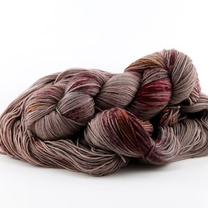 GOBLIN MARKET brown speckled with red and orange hand dyed yarn - your choice of sock DK bulky or mohair