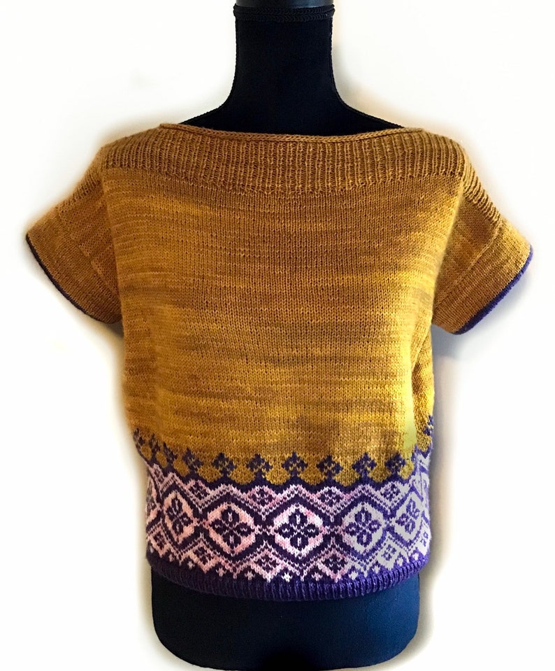 gold mustard pink purple hand dyed fingeringsock yarn NAVELLI Tee Sweater Kit