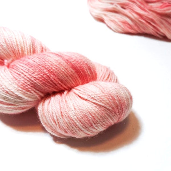 MORGANITE  - sock bulky lace merino or mohair / pale pink rose hand dyed semisolid wool yarn / 115g/4oz