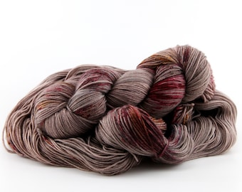 GOBLIN MARKET brown speckled with red and orange hand dyed yarn - your choice of sock DK bulky or mohair