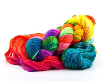 Electric Koolaid Acid Test: hand dyed yarn - choice of sock DK bulky or mohair