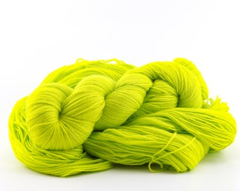 CHARTERUSE Or DARE neon yellow lime hand dyed yarn - choice of sock DK bulky or mohair