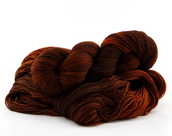 SIENNA dark orange brown rust hand dyed yarn - Choice of sock DK bulky or mohair