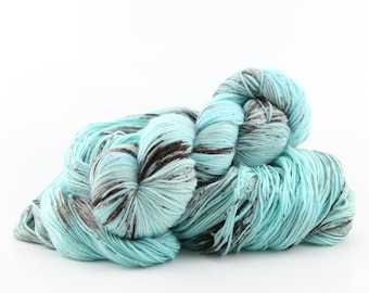 STARLING pastel blue and brown speckled hand dyed yarn - choose your base (sock DK bulky or mohair)