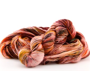 MARS MALLOW hand dyed yarn - peach brown yellow speckled hand dyed wool yarn / choose your base (sock DK mohair)