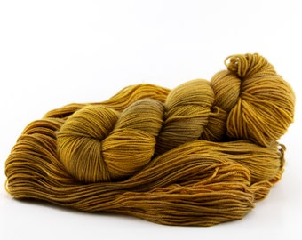 STAY GOLD mustard yellow hand dyed yarn / choice of sock DK bulky or mohair