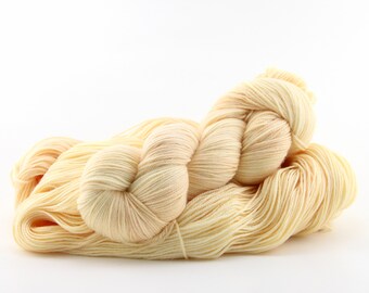 BUTTERCREAM - pastel cream yellow hand dyed wool yarn / your choice of sock DK mohair semisolid wool yarn / 115g/4oz