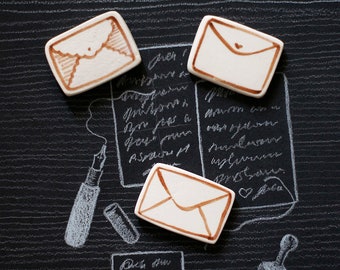Ceramic magnets "envelopes", illustrated ceramics, artistic magnet, ceramic gift, illustration, handmade gift for friend,gift for girlfriend