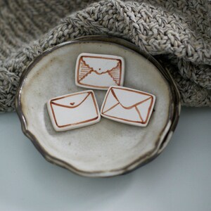 Ceramic magnets envelopes, illustrated ceramics, artistic magnet, ceramic gift, illustration, handmade gift for friend,gift for girlfriend image 6