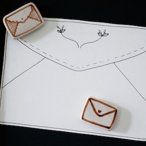 Ceramic magnets envelopes, illustrated ceramics, artistic magnet, ceramic gift, illustration, handmade gift for friend,gift for girlfriend image 5