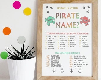What is Your Pirate Name? / Birthday / Party / Modern / Kid / Toddler / Printable