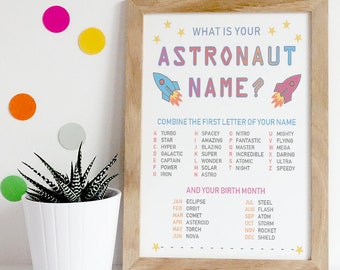 What is Your Astronaut Name? / Birthday / Party / Modern / Kid / Toddler / Printable