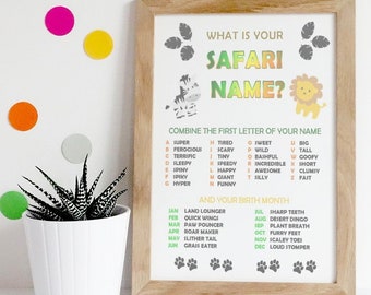 What is Your Safari Name? / Birthday / Party / Modern / Kid / Toddler / Printable