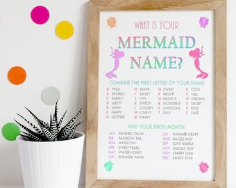 What is Your Mermaid Name? / Birthday / Party / Modern / Kid / Toddler / Printable