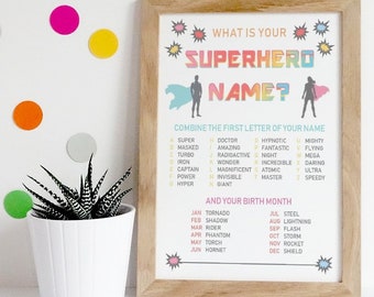 What is Your Superhero Name? / Birthday / Party / Modern / Kid / Toddler / Printable