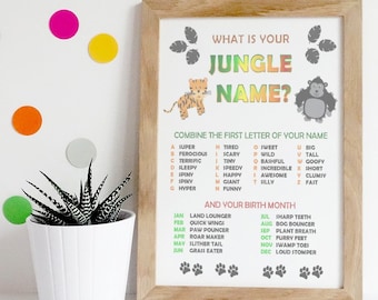 What is Your Jungle Name? / Birthday / Party / Modern / Kid / Toddler / Printable