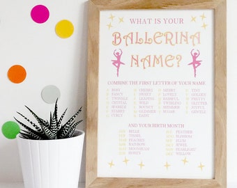 What is Your Ballerina Name? / Birthday / Party / Modern / Kid / Toddler / Printable