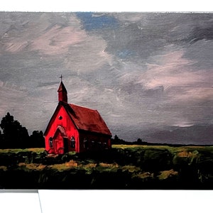 Carton de correspondance plié « La petite église rouge »