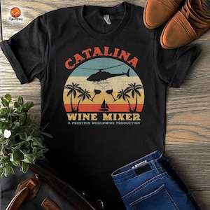 Catalina Wine Mixer , Funny Helicopter Sunset Tee, Vintage Island Party Parody Shirt
