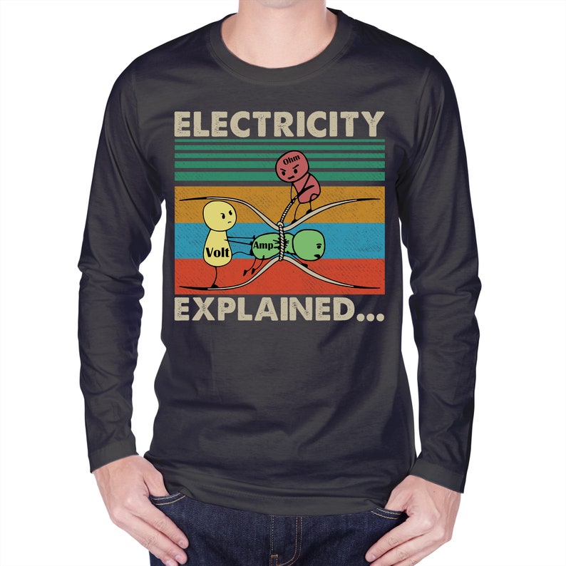 Electricity Explained...Electric Funny Ohm Volt Amp Electrical Retro Vintage T-Shirt image 4