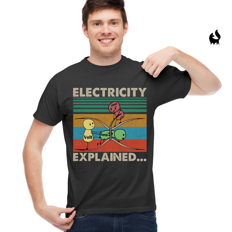 Electricity Explained...Electric Funny Ohm Volt Amp Electrical Retro Vintage T-Shirt image 3